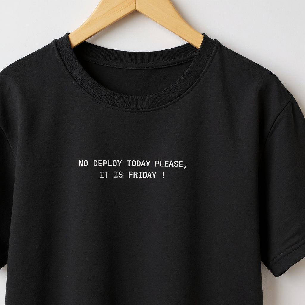 Camiseta NO DEPLOY TODAY, PLEASE. IT'S FRIDAY !